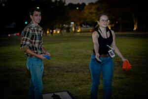 Young man and woman playing