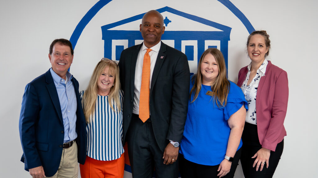LCU begins partnership with Beyond Graduation! Pictured are Dr. Chris Maggio, Career Compass, Beyond Graduation Project Manager, Jana Lucky, Executive Director of Enrollment Management at Louisiana Christian University, Dr. Mark Johnson, President, Louisiana Christian University, Emily Couvillion, Admissions Counselor and Beyond Graduation coach at Louisiana Christian University, and Ashley Stewart, Director of Programs, The Rapides Foundation.